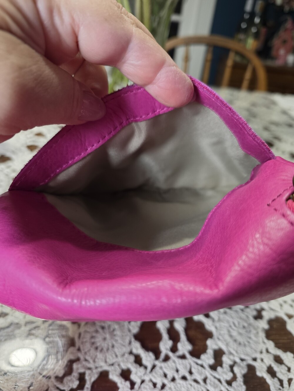 American Leather Co. Pink Leather Crossbody Bag - Picture 9 of 13